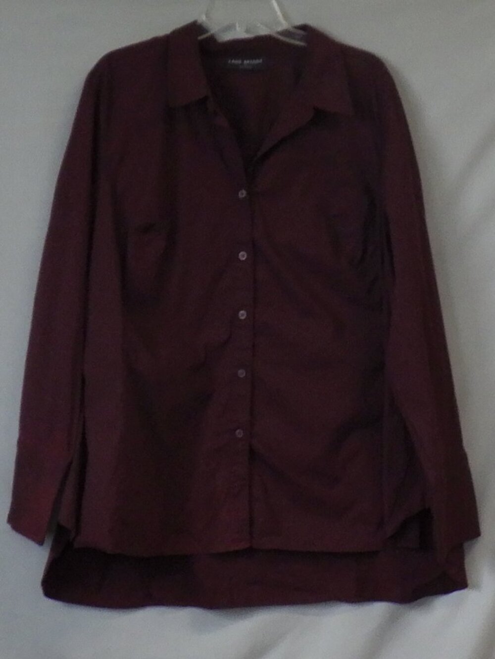 Lane Bryant Classic Burgundy Long Sleeve Button Down Shirt